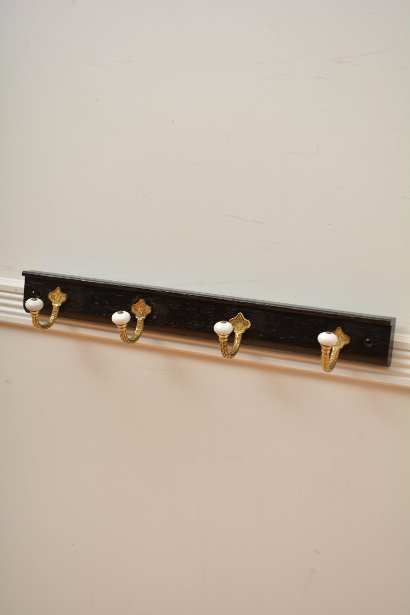 Victorian Coat Rack Ebonised Coat Hooks - Image 4